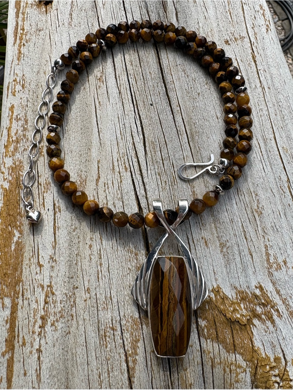 Jay King Faceted Tigers Eye Bead Necklace with Sterling Silver Pendant - Picture 11 of 13